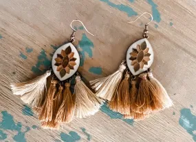 25% Off Beige Tassel Earrings