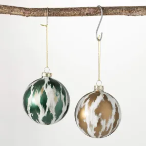 4.5"H Sullivans Distressed Ball Ornament - Set of 2, Multicolored Christmas Ornaments