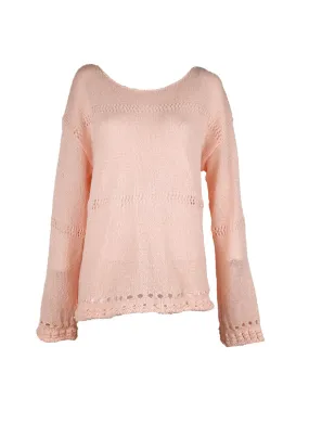 8240018 Hollow Loose Drop Shoulder Sweater *Pink