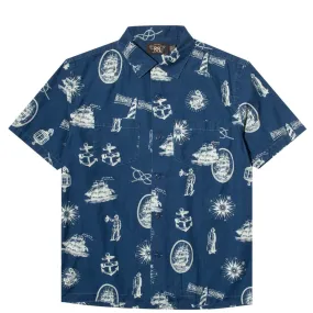 ALOHA INDIGO NAUTICAL CAMP SHIRT