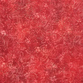 Artisan Batiks - Joyful Holidays Bells Crimson Metallic Yardage