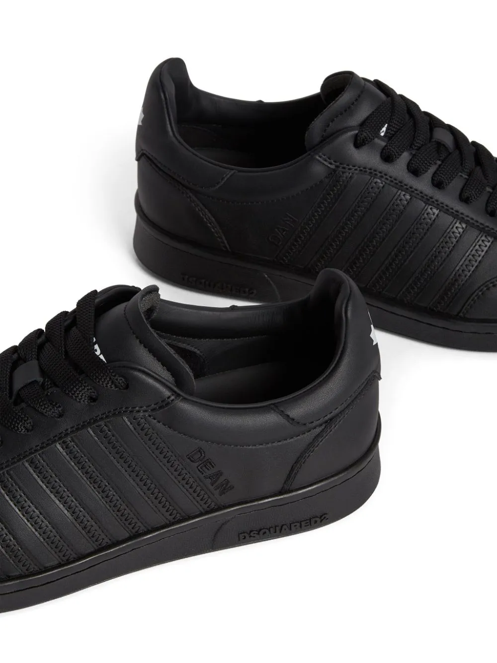 BLACK LEATHER SNEAKERS WITH LOGO