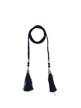 Braided Rope Cord Tassel Waist Belt With Beads