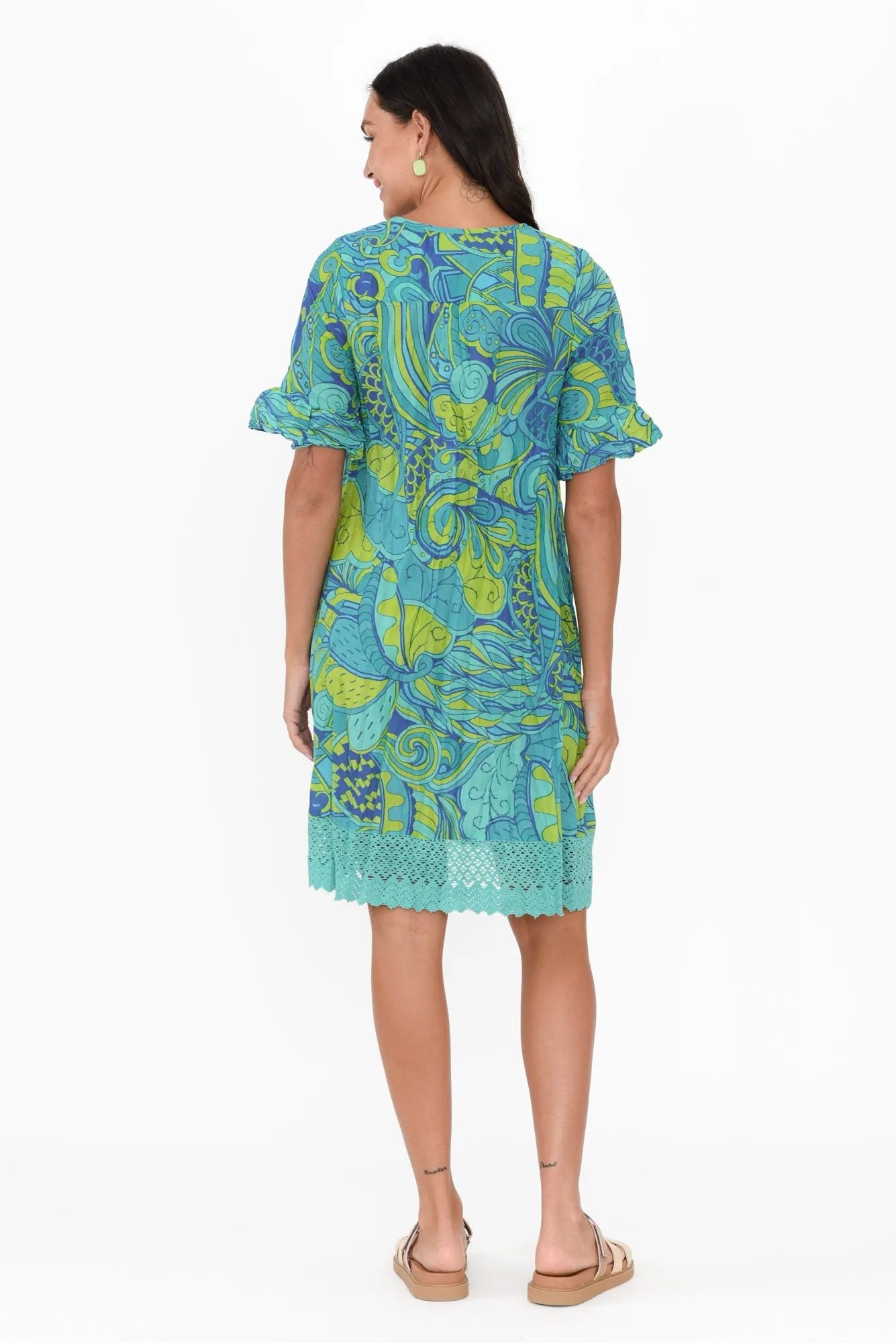 Cayman Green Burst Cotton Tunic Dress