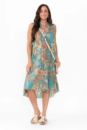 Claudia Blue Garden Cotton Dress