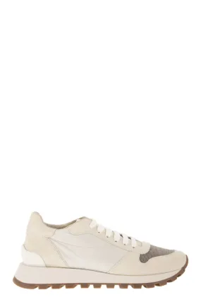 COLOR-BLOCK PANELLED LACE-UP SNEAKERS