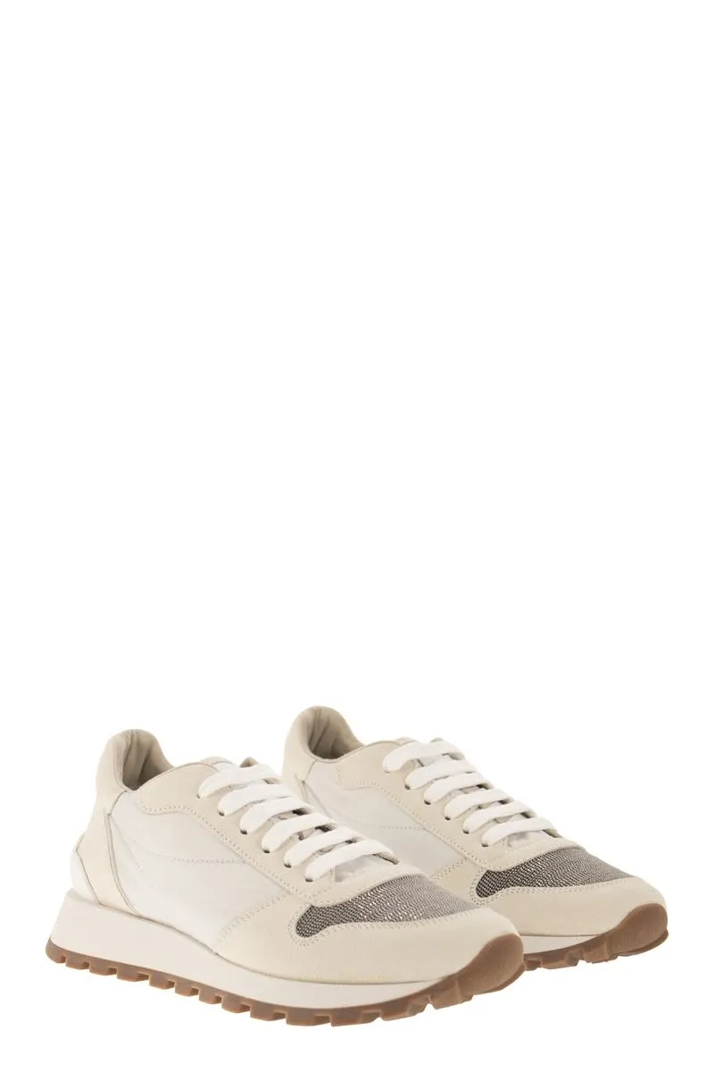 COLOR-BLOCK PANELLED LACE-UP SNEAKERS