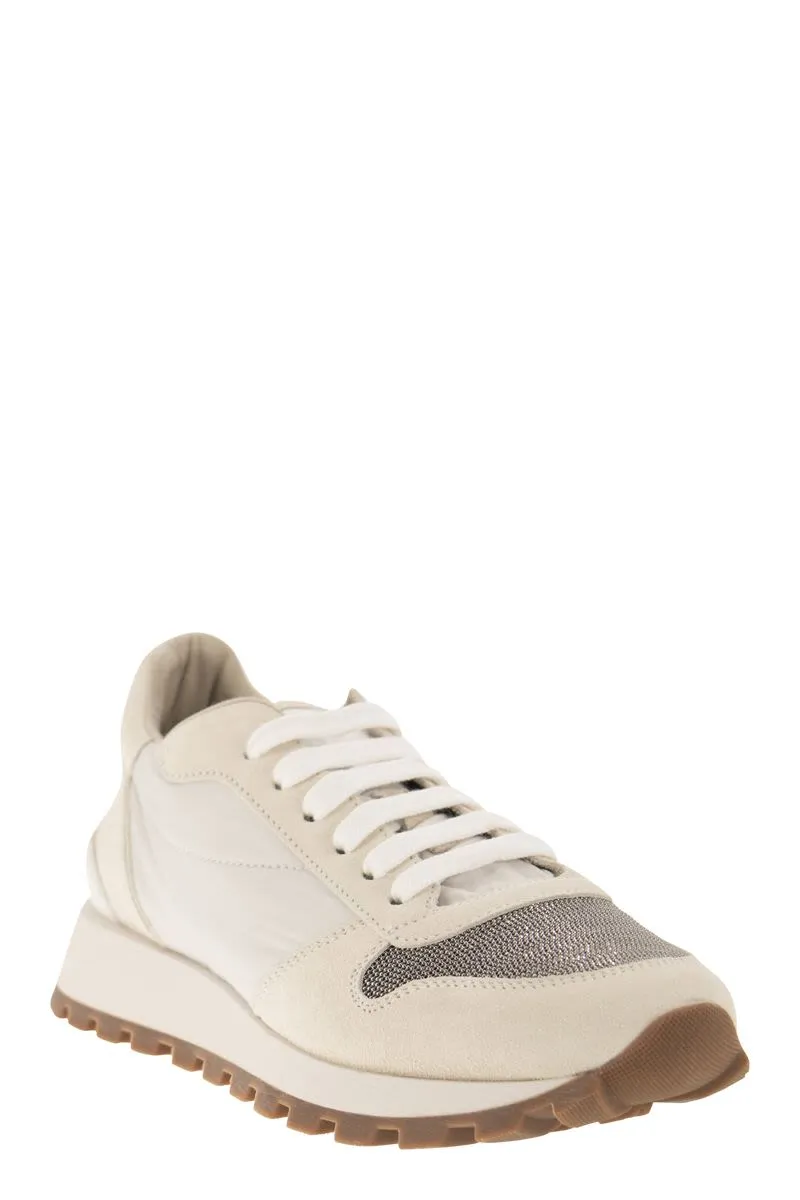 COLOR-BLOCK PANELLED LACE-UP SNEAKERS