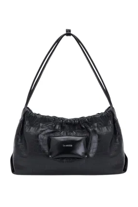 Croco Black Miel Long Shoulder Bag