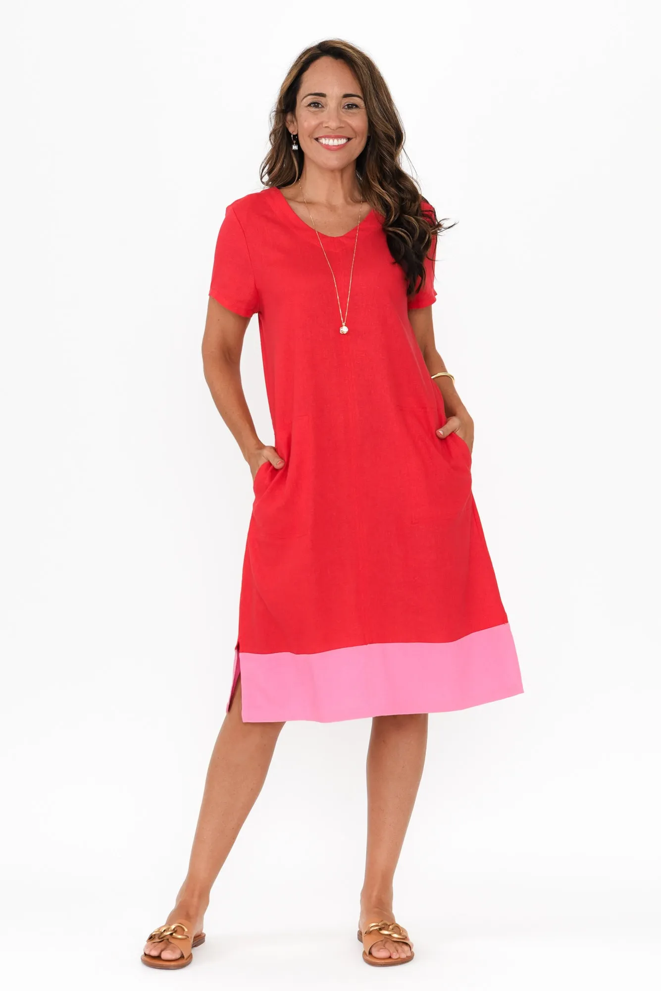 Elwood Red Splice Pocket Dress