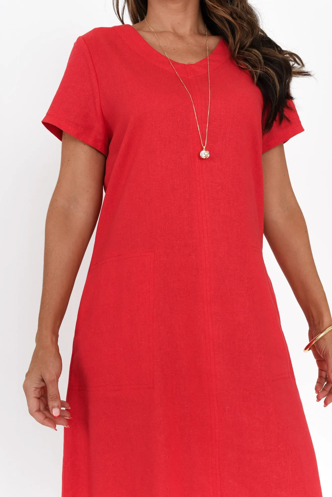 Elwood Red Splice Pocket Dress