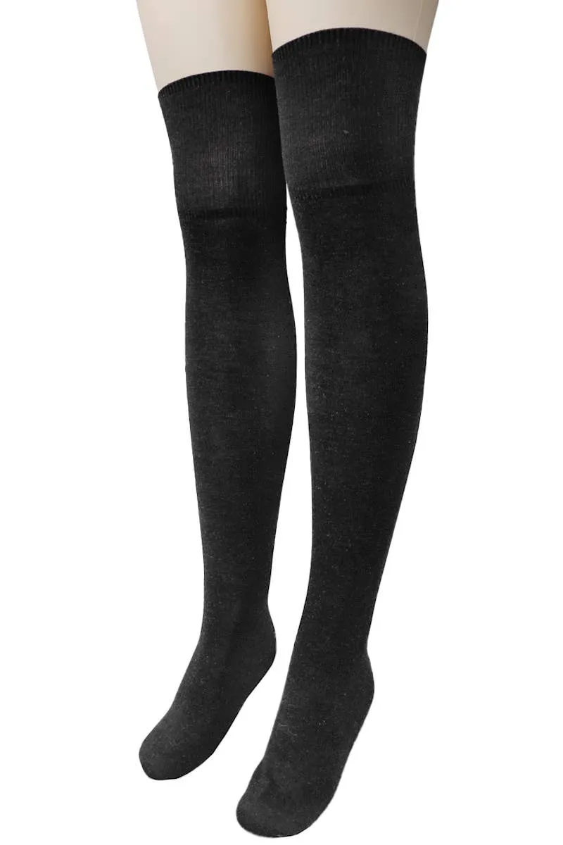 Instant Shipping! Plain Over-the-Knee Elastic Ribbed Socks