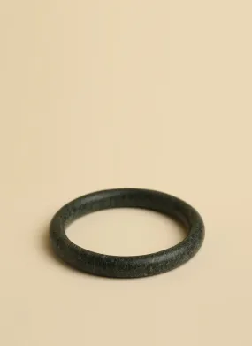 Marble Rock Round Bangle Bracelet - Black Veinstone