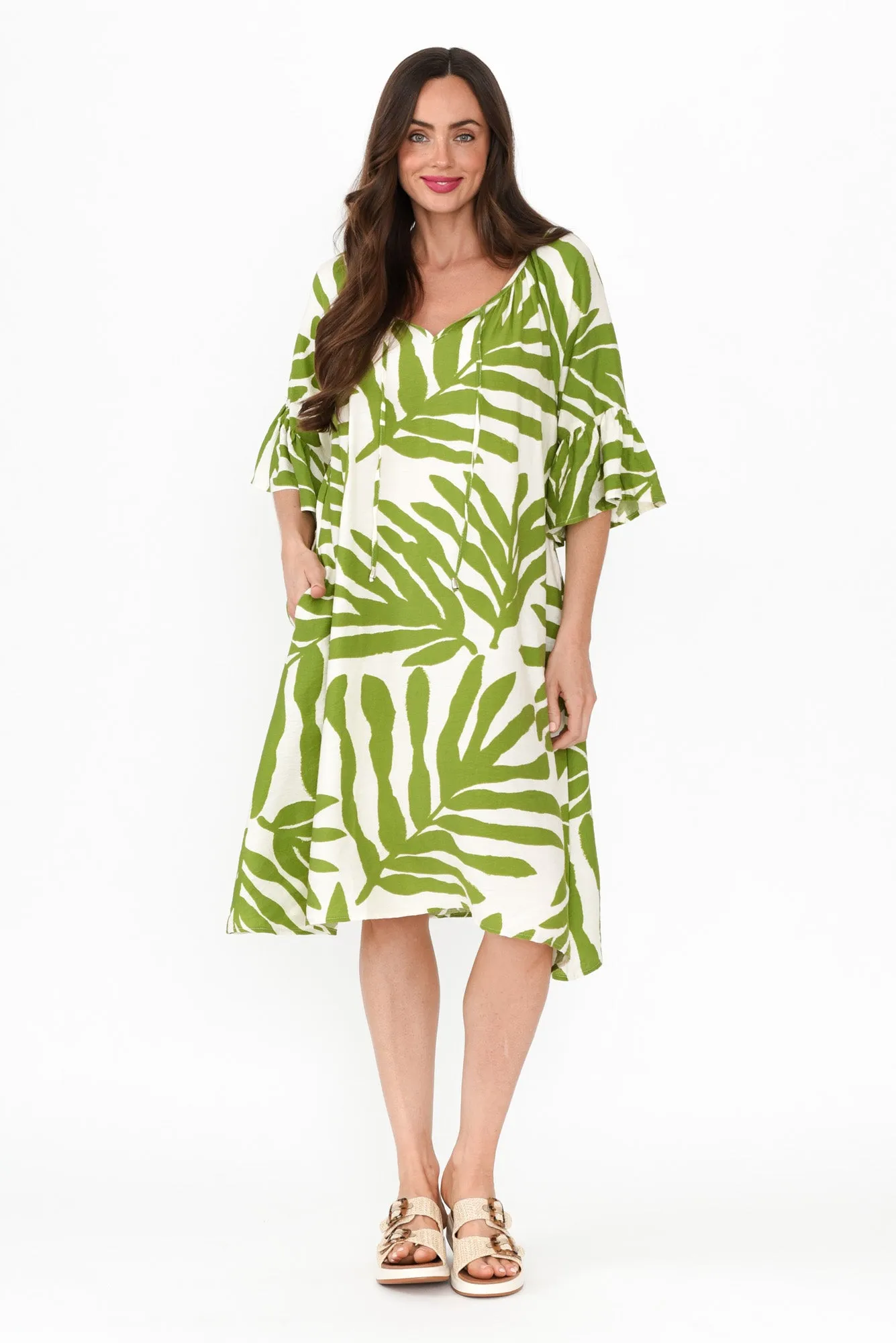 Mariella Green Palm Pocket Dress