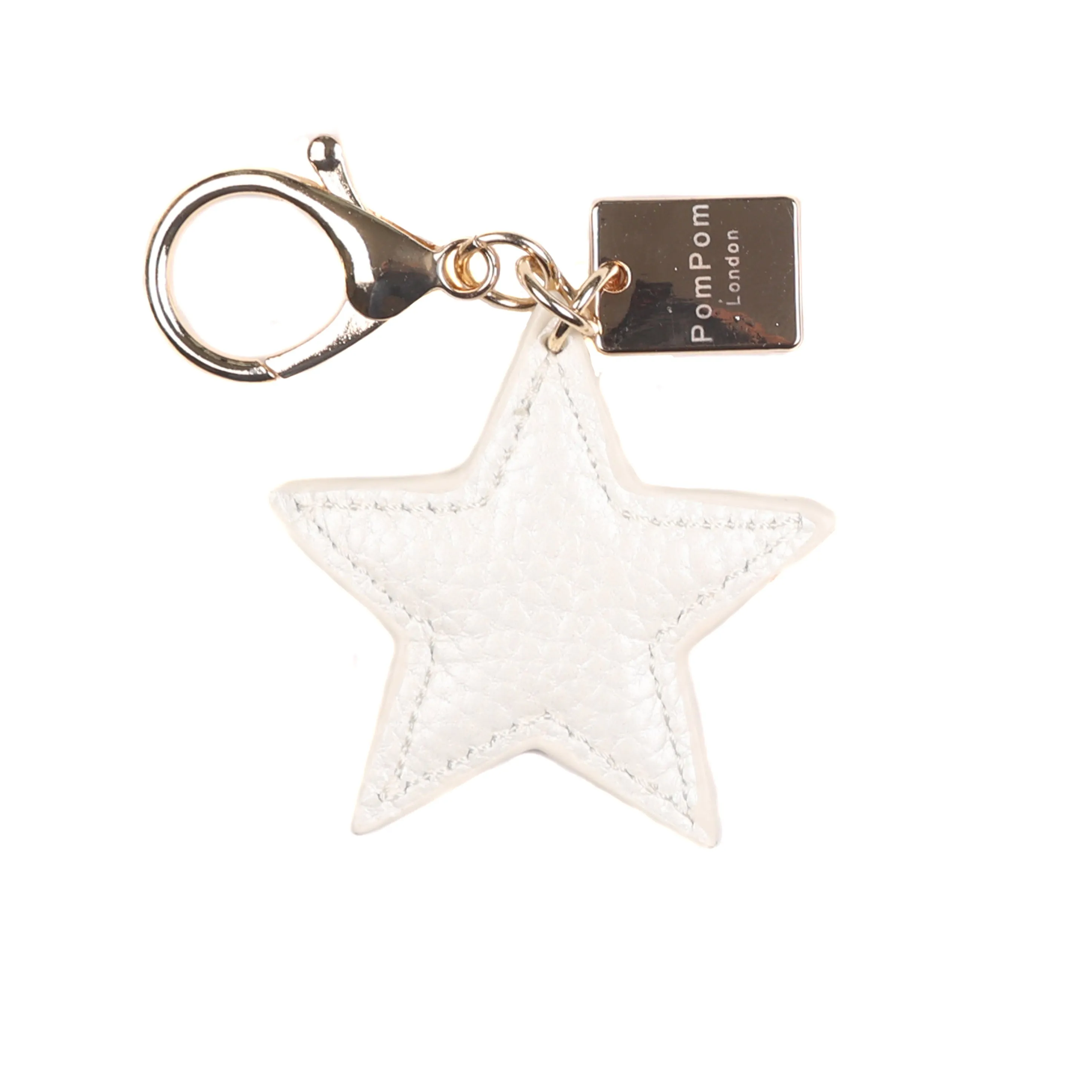 Metallic Off White Star Keyring