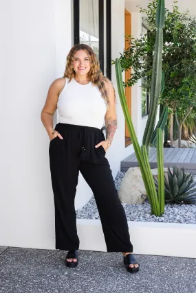 Nora Tassel Tie Pants in Black