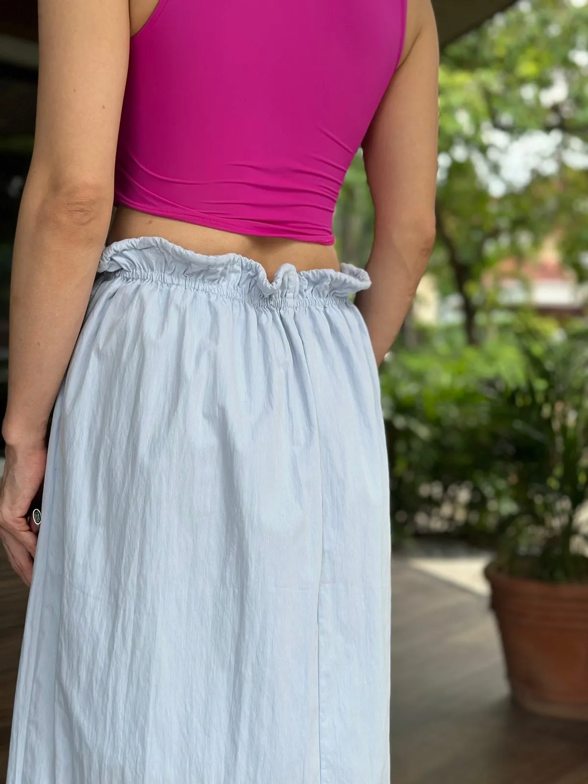 Oaklyn Low Waist Drawstring Skirt in Blue