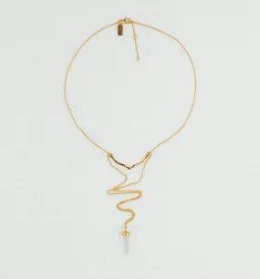 On Point Necklace In Gold And Rock Crystal