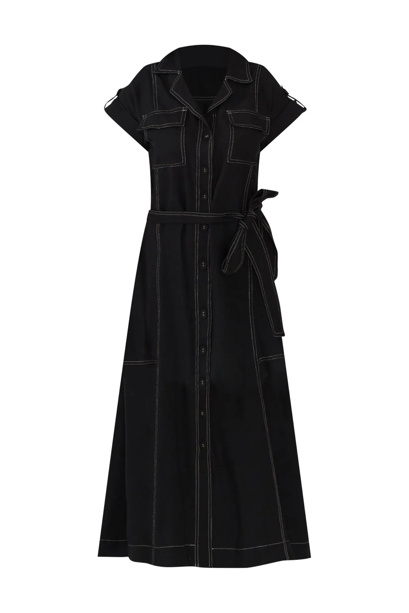 Patricia Black Cotton Blend Tie Dress