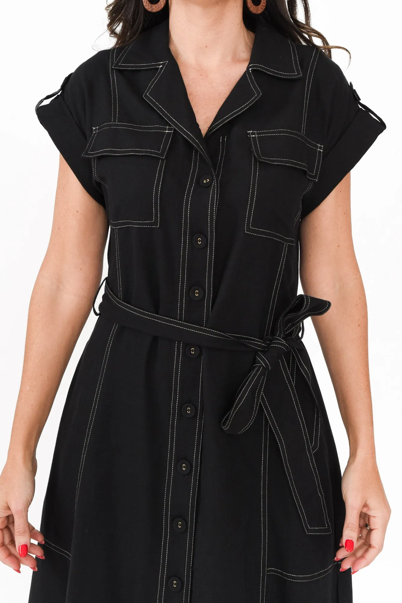 Patricia Black Cotton Blend Tie Dress