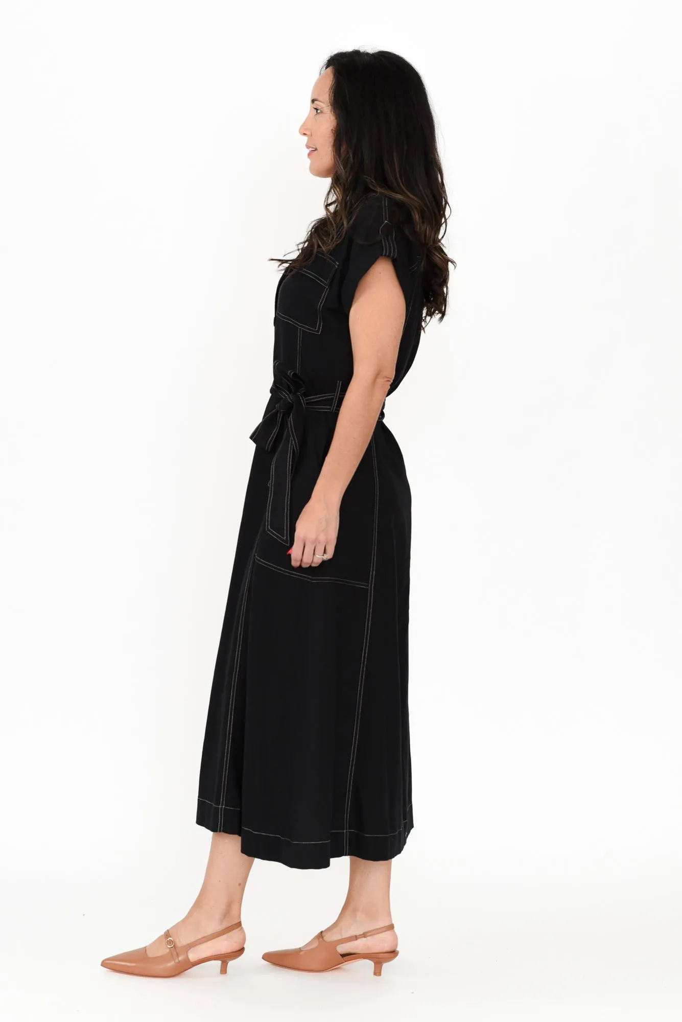 Patricia Black Cotton Blend Tie Dress