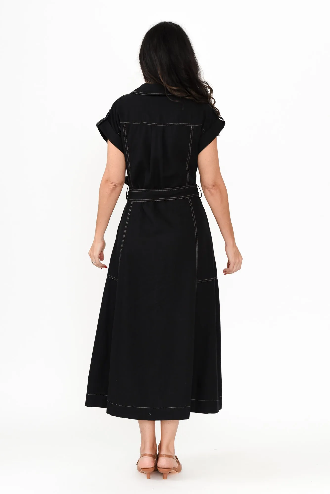 Patricia Black Cotton Blend Tie Dress