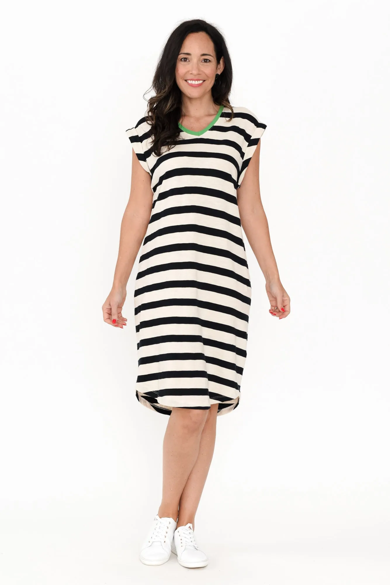 Sunny Navy Stripe Cotton Tee Dress