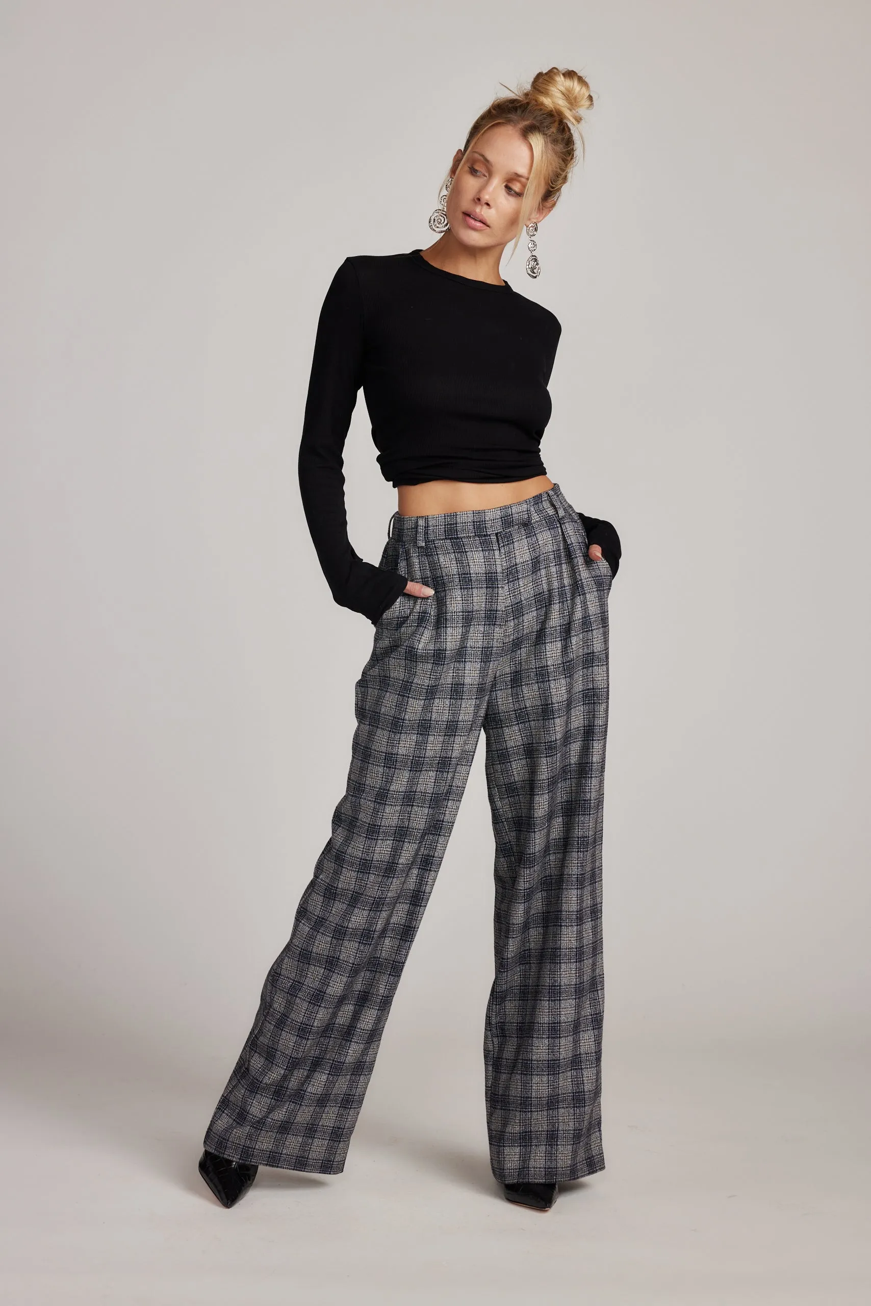 Thomas Grey Plaid Trousers