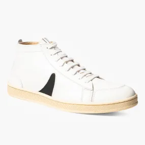 White Leather Black Horn Lamu High Top Sneakers